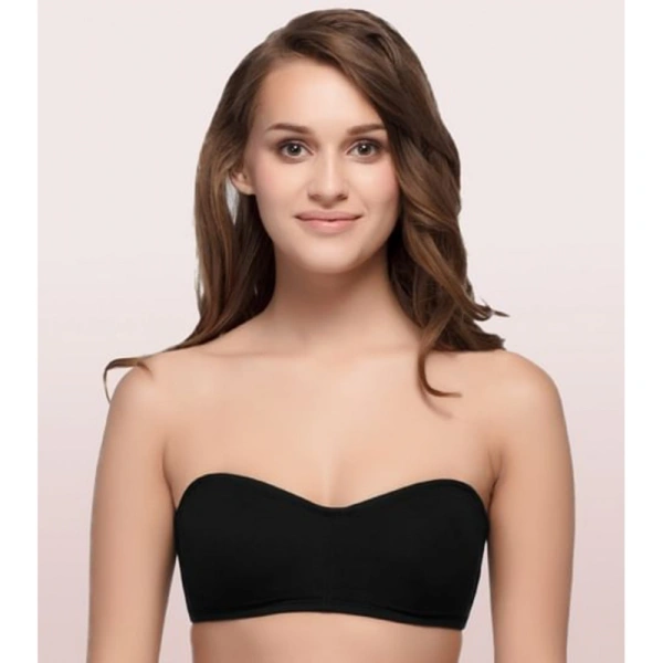 Enamor A019 Women's Cotton Strapless Bra (Black) - 36B