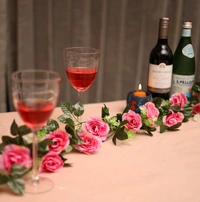Artificial Dark Pink White Filler Rose Vines Flowers Plants Artificial Flower Creeper Hanging Rose For Home Decoration (Color: DarkPink, Material: Silk Polyester) - 8 Feet, 0.1, Darkpink