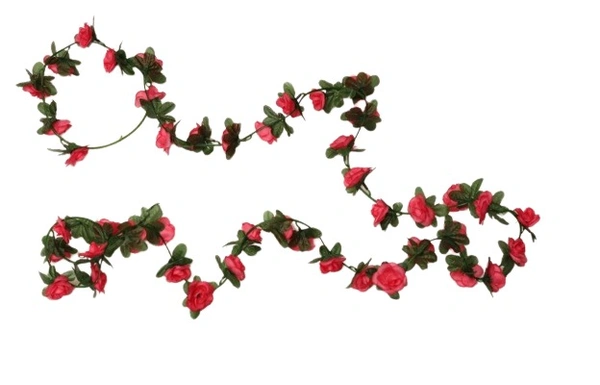 Artificial Darkpink Rose Vine Flowers Plants Artificial Flower Creeper Hanging Rose For Home Decoration (Color: DarkPink, Material: Silk Polyester) - 7.5 Feet, 0.1, Darkpink