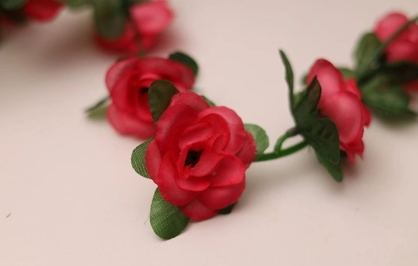 Artificial Darkpink Rose Vine Flowers Plants Artificial Flower Creeper Hanging Rose For Home Decoration (Color: DarkPink, Material: Silk Polyester) - 7.5 Feet, 0.1, Darkpink