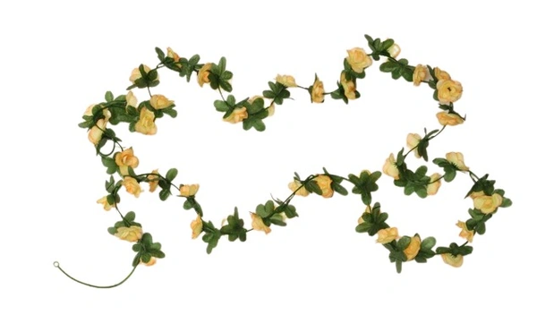 Artificial Flower Creeper Hanging Rose Garland For Home Decoration (Color: Cream, Material: Silk Polyester) - 7.5 Feet, 0.1, Cream