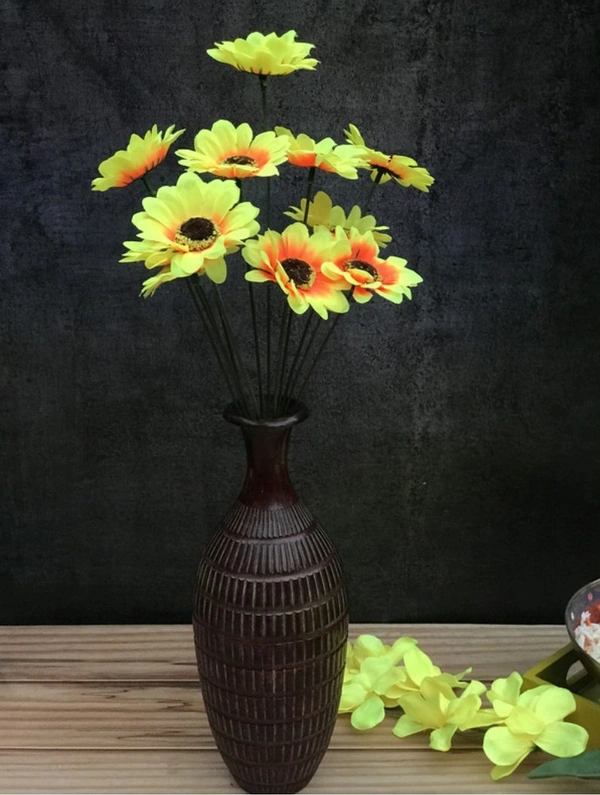 Artificial Flowers Bunch Bouquet Of 12 Sunflowers For Home Decoration (Color: Yellow, Material: Silk Polyester) - 12 Inches, 0.3, Yellow