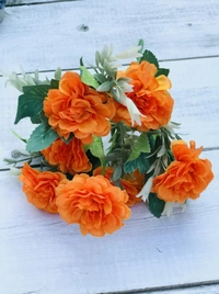 Artificial Flowers Bunch Bouquet Of 5 Marigold Genda Flowers For Home Decoration (Color: Yellow, Material: Silk Polyester) - 12 Inches, 0.3, Yellow
