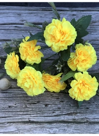 Artificial Flowers Bunch Bouquet Of 5 Marigold Genda Flowers For Home Decoration (Color: Yellow, Material: Silk Polyester) - 12 Inches, 0.3, Yellow