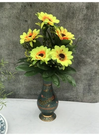 Artificial Flowers Bunch Bouquet Of 5 Sunflowers For Home Decoration (Color: Yellow, Material: Silk Polyester) - 12 Inches, 0.3, Yellow
