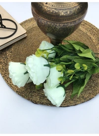 Artificial Flowers Bunch Bouquet Of 6 Garden Roses For Home Decoration (Color: White, Material: Silk Polyester) - 12 Inches, 0.3, White