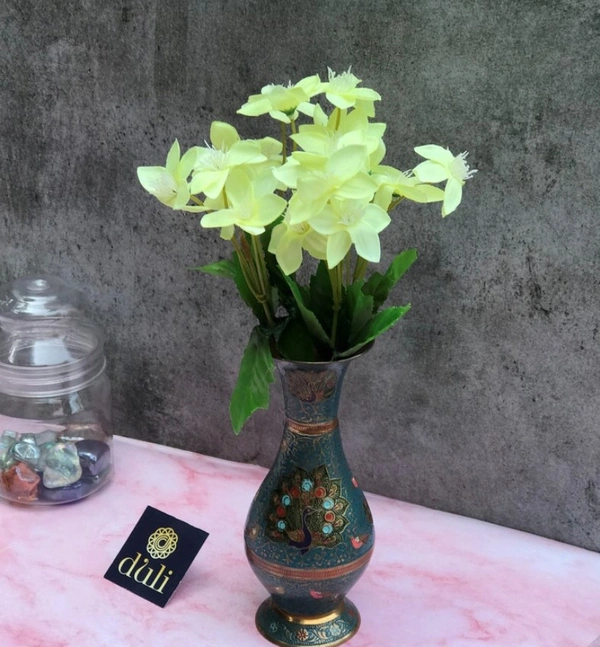 Artificial Flowers Bunch Bouquet Of Green Blossoms For Home Decoration (Color: Green, Material: Silk Polyester) - 12 Inches, 0.3, Green