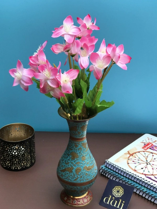 Artificial Flowers Bunch Bouquet Of Pink Blossoms For Home Decoration (Color: Pink, Material: Silk Polyester) - 12 Inches, 0.3, Pink