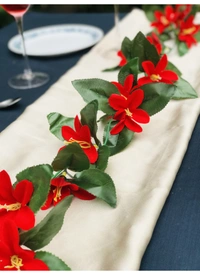 Artificial Lily Flower Vine Creeper With Big Green Leaves And 22 Lily Flowers For Home Decoraton (Color: Red, Material: Silk Polyester) - 6.5 Feet, 0.1, Red