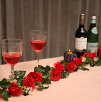 Artificial Red White Filler Rose Vines Flowers Plants Artificial Flower Creeper Hanging Rose For Home Decoration (Color: Red, Material: Silk Polyester) - 8 Feet, 0.1, Red