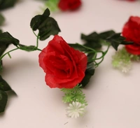 Artificial Red White Filler Rose Vines Flowers Plants Artificial Flower Creeper Hanging Rose For Home Decoration (Color: Red, Material: Silk Polyester) - 8 Feet, 0.1, Red