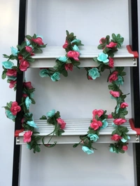 Artificial Rose Vine Flowers Plants Artificial Flower Creeper Hanging Rose For Home Decoration (Color: Multi, Material: Silk Polyester) - 7.5 Feet, 0.2, Multi