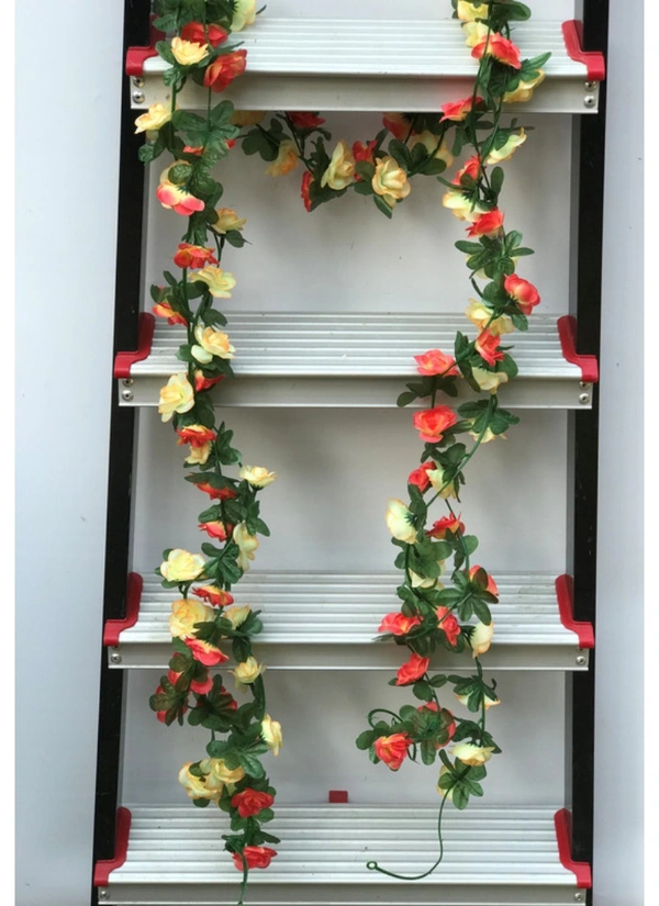 Artificial Rose Vine Flowers Plants Artificial Flower Creeper Hanging Rose For Home Decoration (Color: Multi, Material: Silk Polyester) - 7.5 Feet, 0.2, Multi