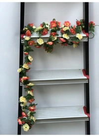 Artificial Rose Vine Flowers Plants Artificial Flower Creeper Hanging Rose For Home Decoration (Color: Multi, Material: Silk Polyester) - 7.5 Feet, 0.2, Multi