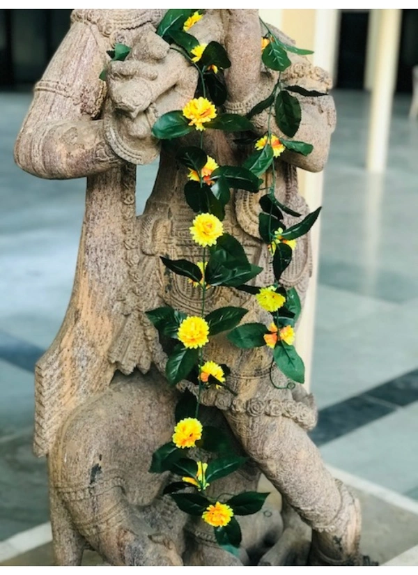 Artificial Sunflower Vine Creeper With Big Green Leaves And 11 Sunflowers For Home Decoration (Color: Yellow, Material: Silk Polyester) - 6.5 Feet, 0.1, Yellow