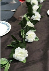 Artificial White Carnation Flower Vine Creeper With Big Green Leaves (Color: White, Material: Silk Polyester) - 6.5 Feet, 0.1, White