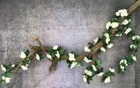 Artificial White Rose Vine Flowers Plants Artificial Flower Creeper Hanging Rose For Home Decoration (Color: White, Material: Silk Polyester) - 7.5 Feet, 0.1, White