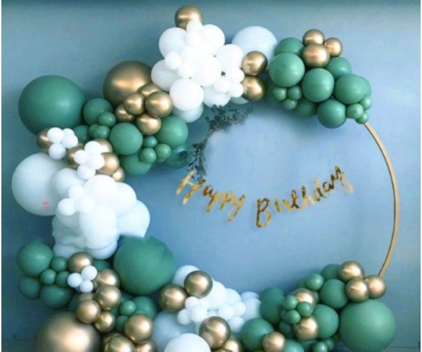 Birthday Decoration Combo Of Gold Birthday Banner, Metallic Balloons, Balloonpump (Multicolor) - 0.25, Multicolor