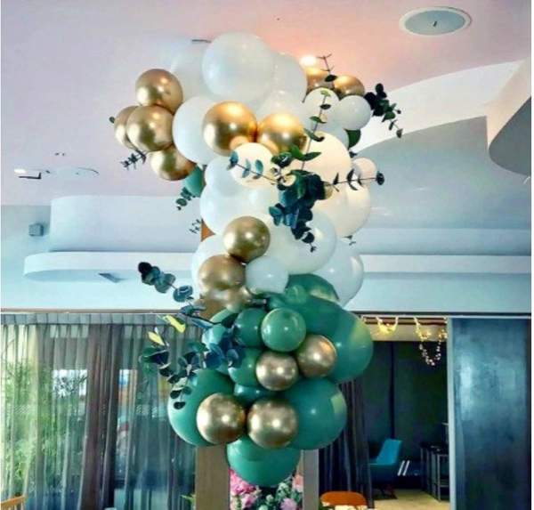 Birthday Decoration Combo Of Gold Birthday Banner, Metallic Balloons, Balloonpump (Multicolor) - 0.25, Multicolor
