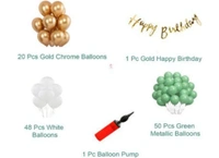Birthday Decoration Combo Of Gold Birthday Banner, Metallic Balloons, Balloonpump (Multicolor) - 0.25, Multicolor