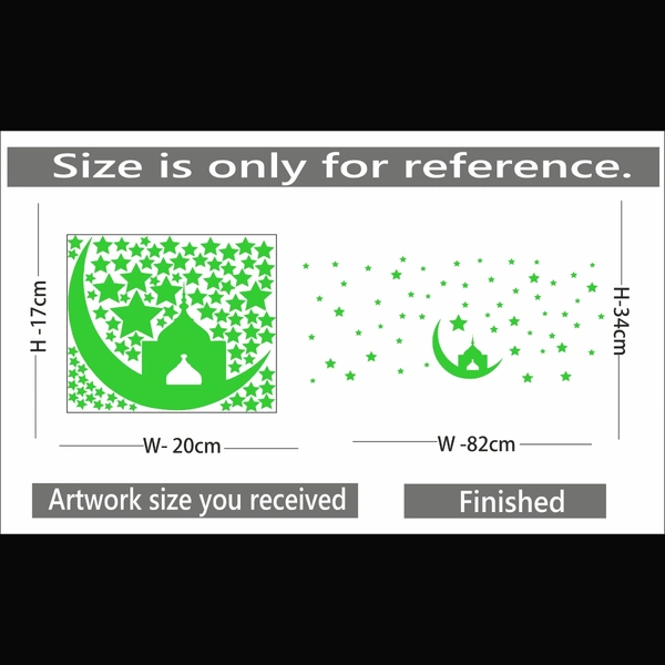 Green Decorative Radium Wall Sticker - Finished OutPut Size: 82X34cm, 0.12, Green