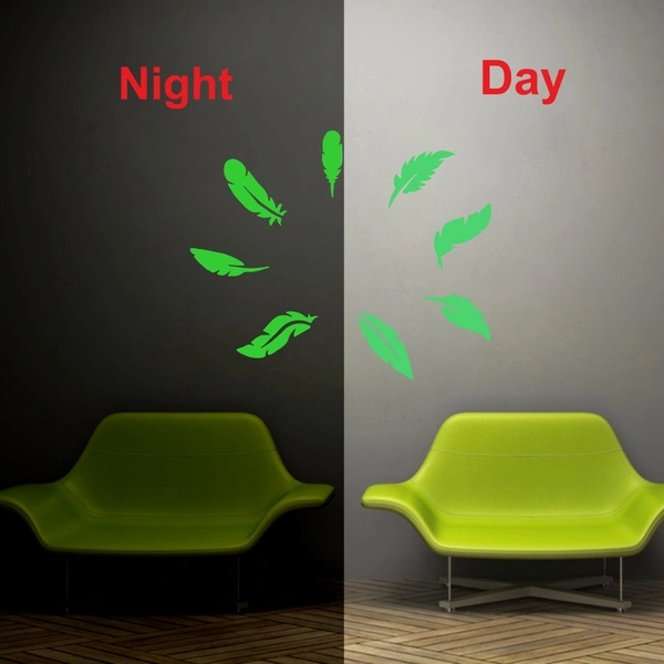 Green Leaf Radium Wall Sticker - Finished OutPut Size: 56X45cm, 0.12, Green