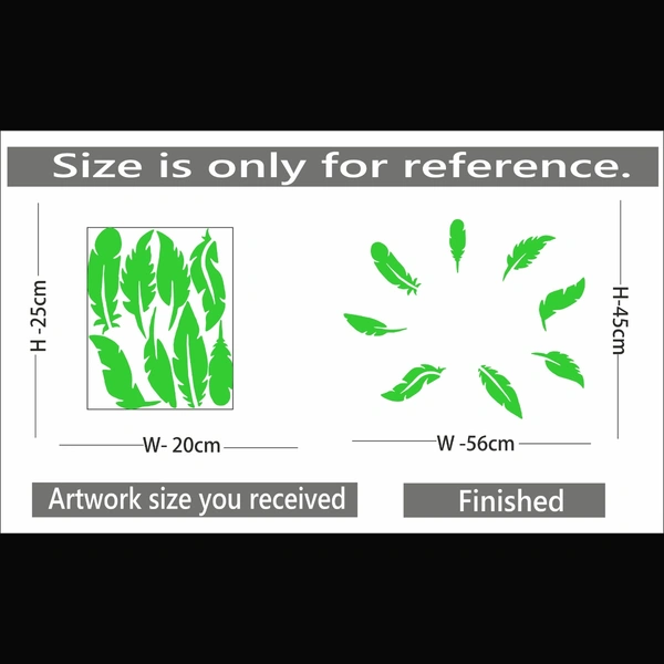Green Leaf Radium Wall Sticker - Finished OutPut Size: 56X45cm, 0.12, Green