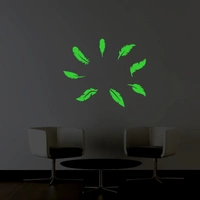 Green Leaf Radium Wall Sticker - Finished OutPut Size: 56X45cm, 0.12, Green