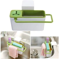 shopnav's Kitchen Self Draining Sink Tidy With Suction Cup Organizer Sponge (Color: Assorted) - 0.25, Assorted