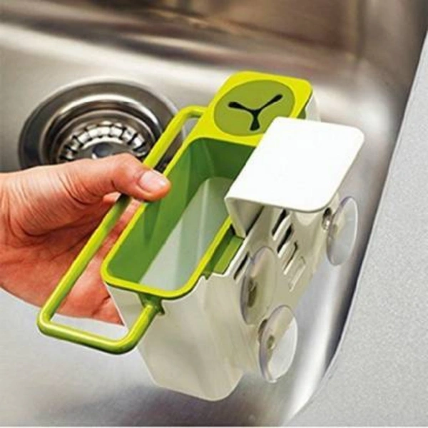 shopnav's Kitchen Self Draining Sink Tidy With Suction Cup Organizer Sponge (Color: Assorted) - 0.25, Assorted
