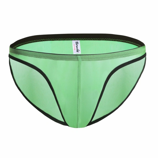Men's Mesh Power Net Transparent Sexy Brief Underwear Green - Green, 0.15, Transparent Briefs, L
