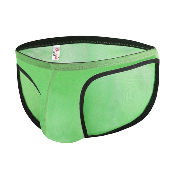 Men's Mesh Power Net Transparent Sexy Brief Underwear Green - Green, 0.15, Transparent Briefs, L