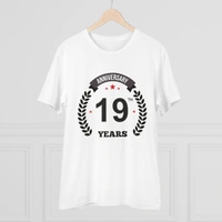 Men's PC Cotton 19th Anniversary Printed T Shirt (Color: White, Thread Count: 180GSM) - White, 0.25, Color Block, L