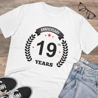 Men's PC Cotton 19th Anniversary Printed T Shirt (Color: White, Thread Count: 180GSM) - White, 0.25, Color Block, L