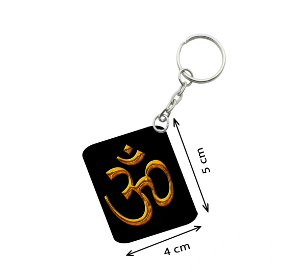 Pack Of 3_ Om Symbol One Side Printed Rectangle Designer Keychain (Black) - 0.04, Black