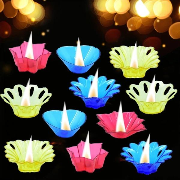 Pack Of 3_(12 Pieces Set)_Multi Shape Plastic Candle Cup (Color: Assorted) - 0.47, Assorted