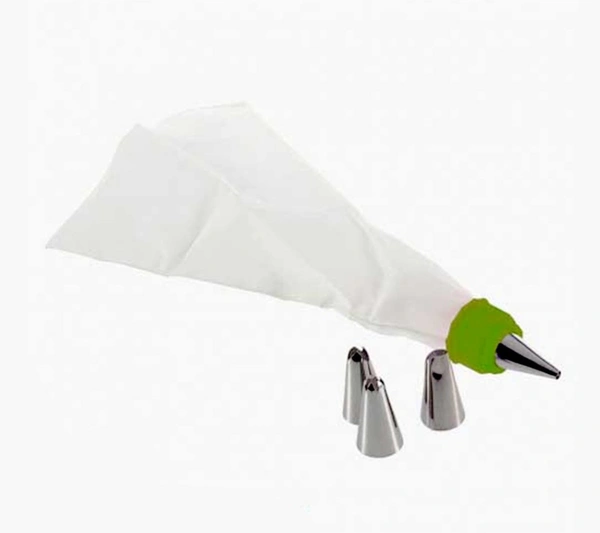 Pack Of 3_Cake Decorating Nozzle with Piping Bag Stainless Steel Piping Cream Frosting Nozzles (Color: Assorted) - 0.06, Assorted