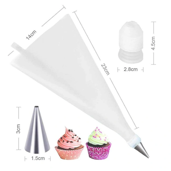 Pack Of 3_Cake Decorating Nozzle with Piping Bag Stainless Steel Piping Cream Frosting Nozzles (Color: Assorted) - 0.06, Assorted