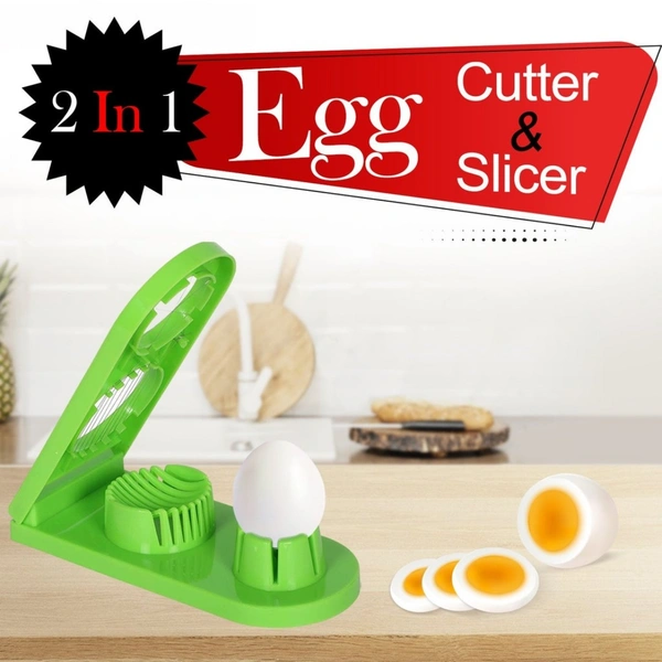 Pack Of_2_2 In 1 Boiled Egg and Mushroom Slicer Cutter Chopper Plastic With Stainless Steel Wired (Color:Assorted) - 0.08, Assorted