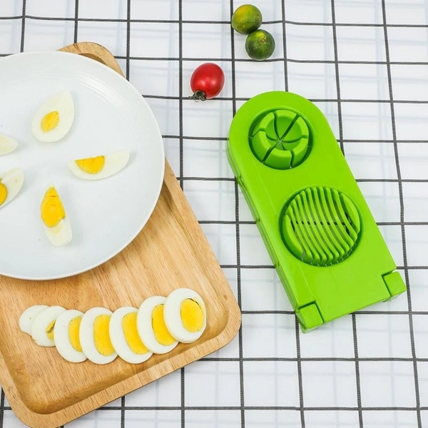 Pack Of_2_2 In 1 Boiled Egg and Mushroom Slicer Cutter Chopper Plastic With Stainless Steel Wired (Color:Assorted) - 0.08, Assorted