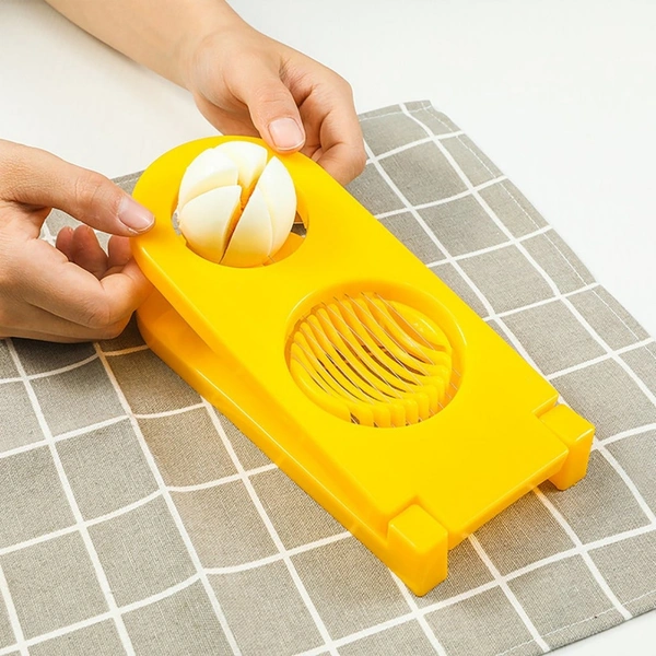 Pack Of_2_2 In 1 Boiled Egg and Mushroom Slicer Cutter Chopper Plastic With Stainless Steel Wired (Color:Assorted) - 0.08, Assorted