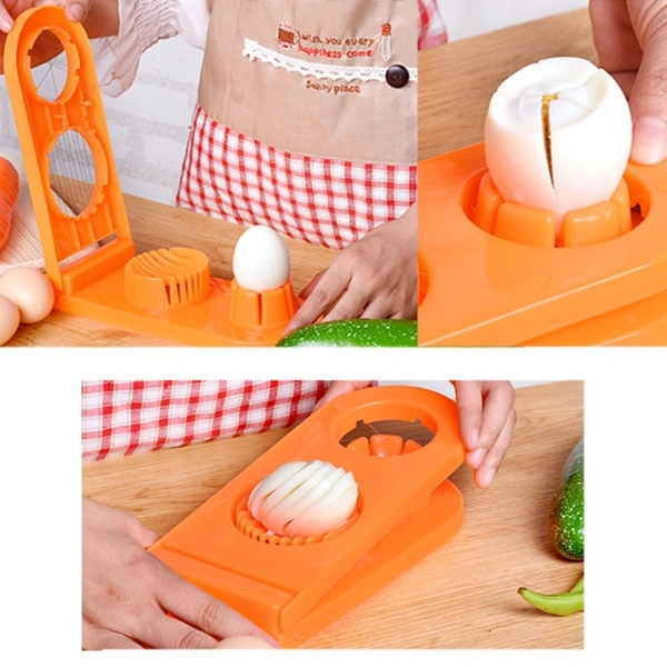 Pack Of_2_2 In 1 Boiled Egg and Mushroom Slicer Cutter Chopper Plastic With Stainless Steel Wired (Color:Assorted) - 0.08, Assorted