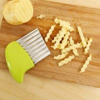 Pack Of_5 Wave Shape Stainless Steel Potato Cutter Slicer (Color:Assorted) - 0.11, Assorted