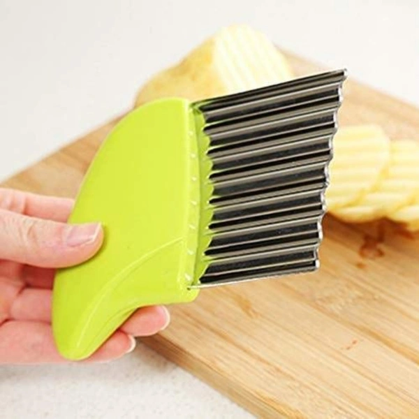 Pack Of_5 Wave Shape Stainless Steel Potato Cutter Slicer (Color:Assorted) - 0.11, Assorted