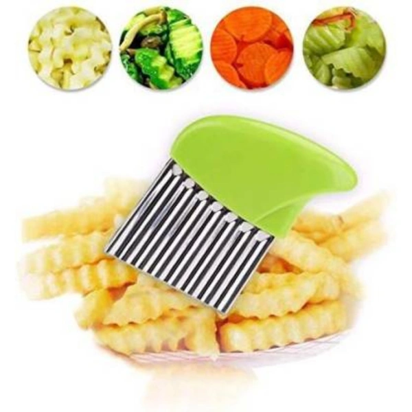Pack Of_5 Wave Shape Stainless Steel Potato Cutter Slicer (Color:Assorted) - 0.11, Assorted