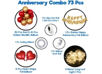 Red And Golden Happy Anniversary Decorations Set Of Metallic Balloons (Multicolor) - 0.25, Multicolor
