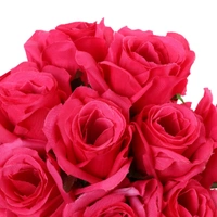 Silk Polyester Artificial Rose Flowers Bunch Bouquet Of 12 Roses For Home Decoration (Color: Pink,Length: 17 Inches) - 17 Inches, 0.4, Pink