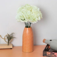 Silk Polyester Artificial Rose Flowers Bunch Bouquet Of 12 Roses For Home Decoration (Color: White,Length: 17 Inches) - 17 Inches, 0.4, White