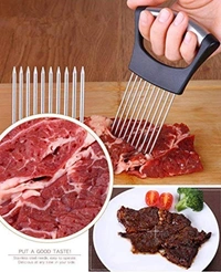 Stainless Steel Onion Cutter Onion Holder (Color:Assorted) - 0.08, Assorted