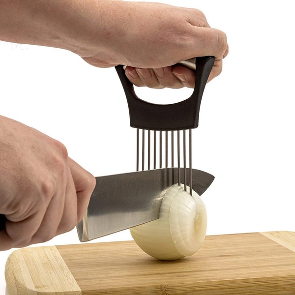 Stainless Steel Onion Cutter Onion Holder (Color:Assorted) - 0.08, Assorted